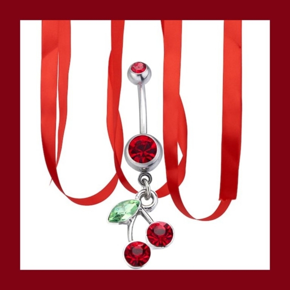 Belly Button Piercing Cherry Navel Ring for Women/Girls - Perfect Gift - Picture 1 of 5